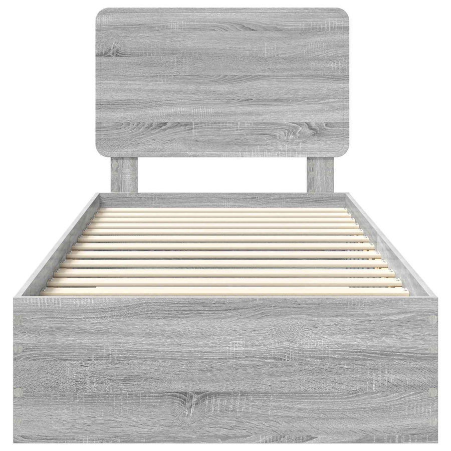 Bedframe met hoofdeinde Grijs Sonoma 90 x 190 cm Bewerkt hout