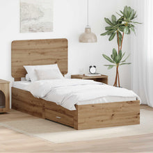 Bedframe met hoofdeinde Artisan Eiken 90 x 190 cm Bewerkt hout