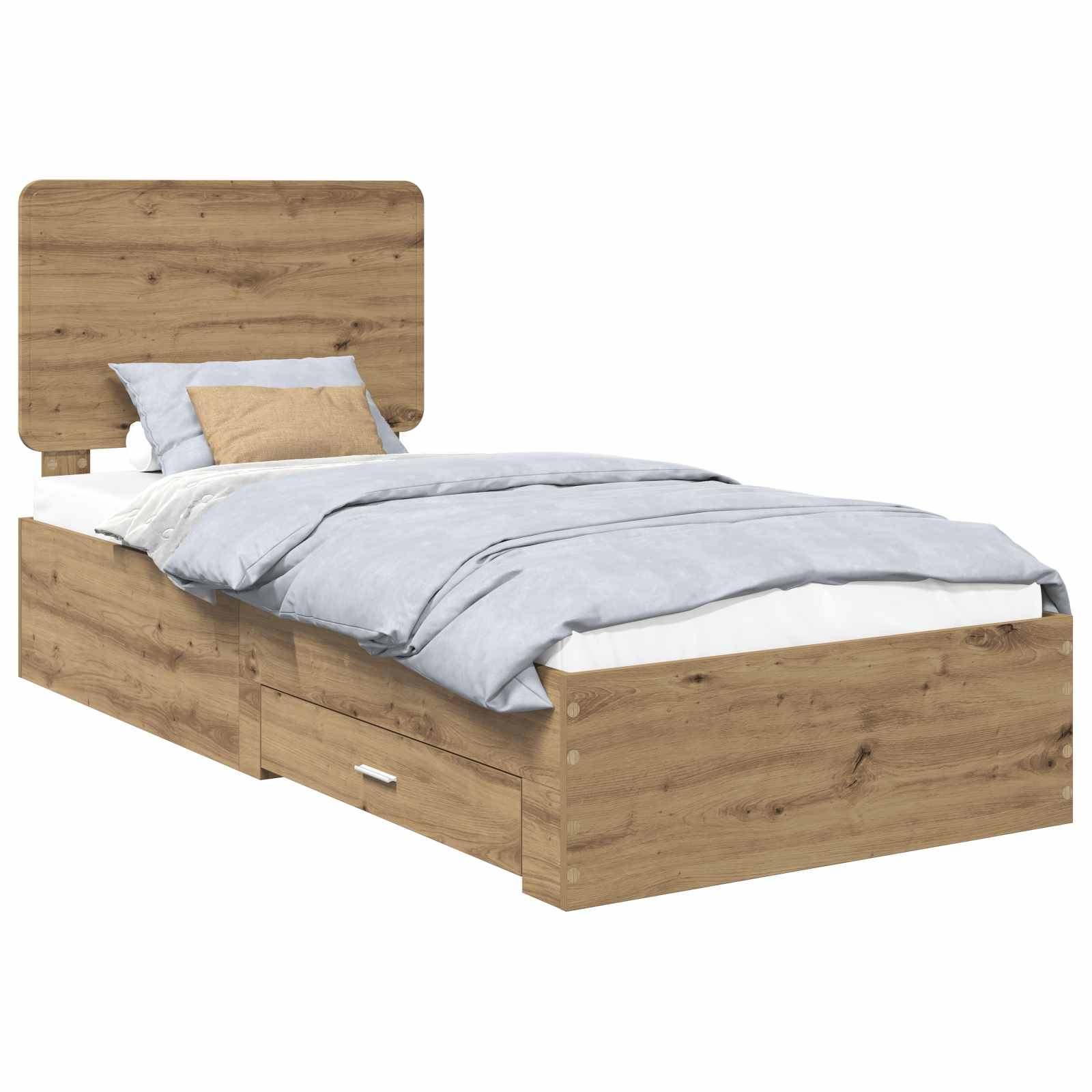 Bedframe met hoofdeinde Artisan Eiken 90 x 190 cm Bewerkt hout