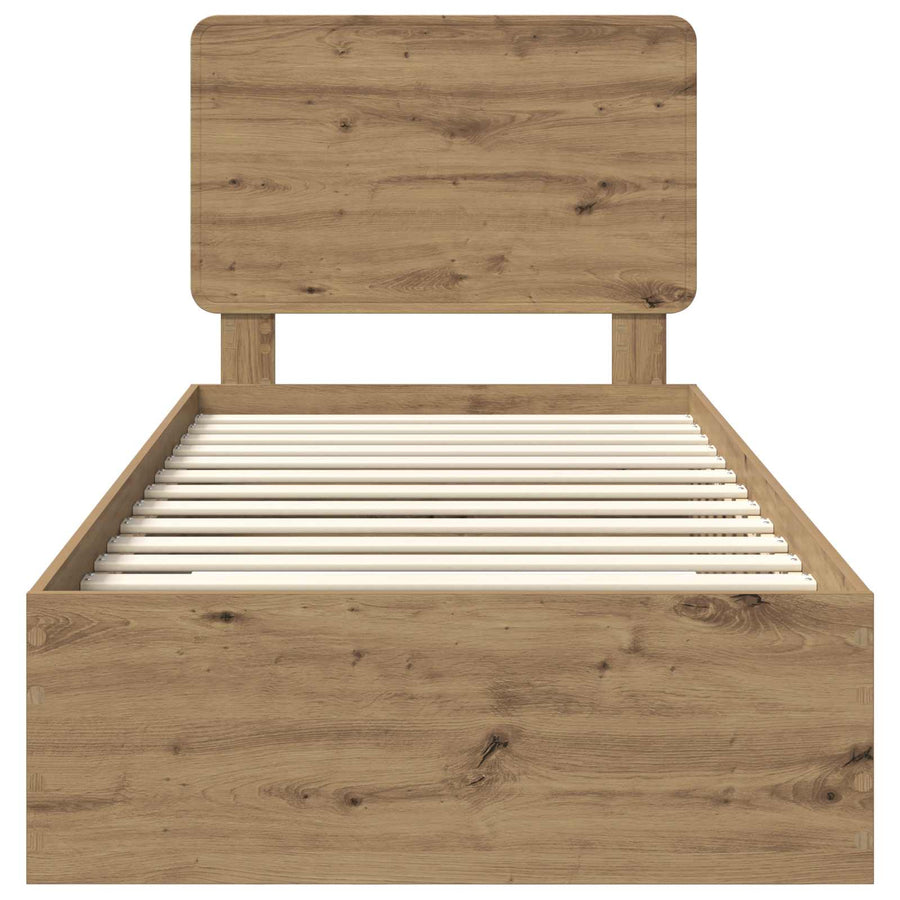 Bedframe met hoofdeinde Artisan Eiken 90 x 190 cm Bewerkt hout