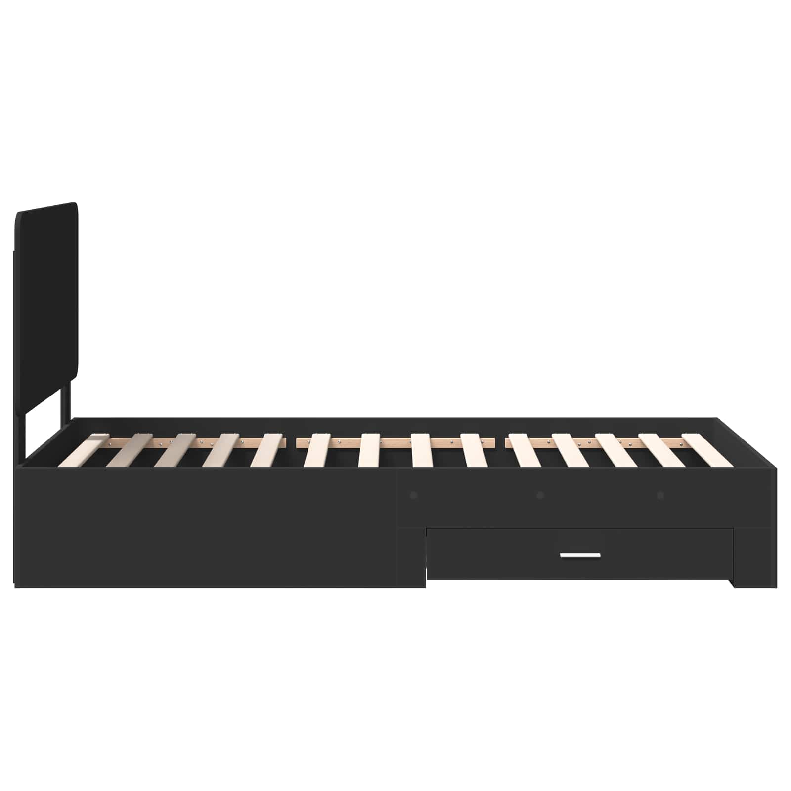 Bedframe met hoofdeinde met lade Zwart 75 x 190 cm Bewerkt hout