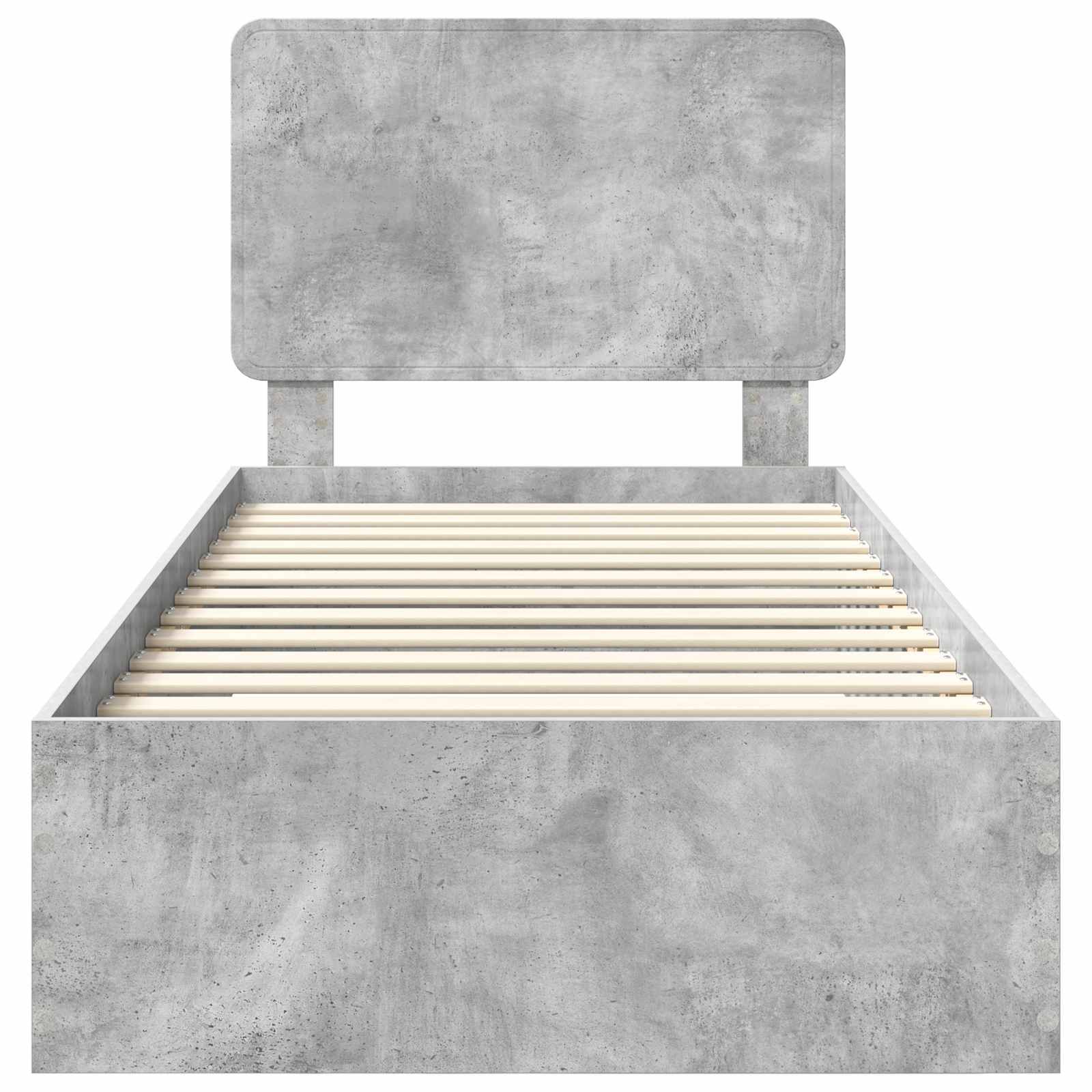Bedframe met hoofdeinde Beton Grijs 75 x 190 cm Bewerkt hout