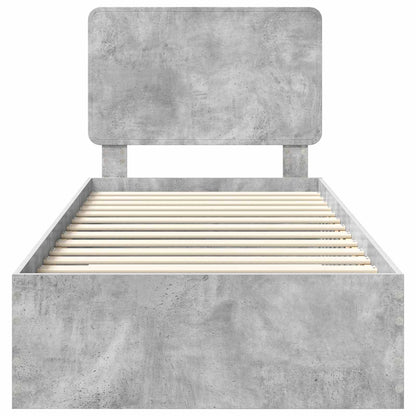 Bedframe met hoofdeinde Beton Grijs 75 x 190 cm Bewerkt hout