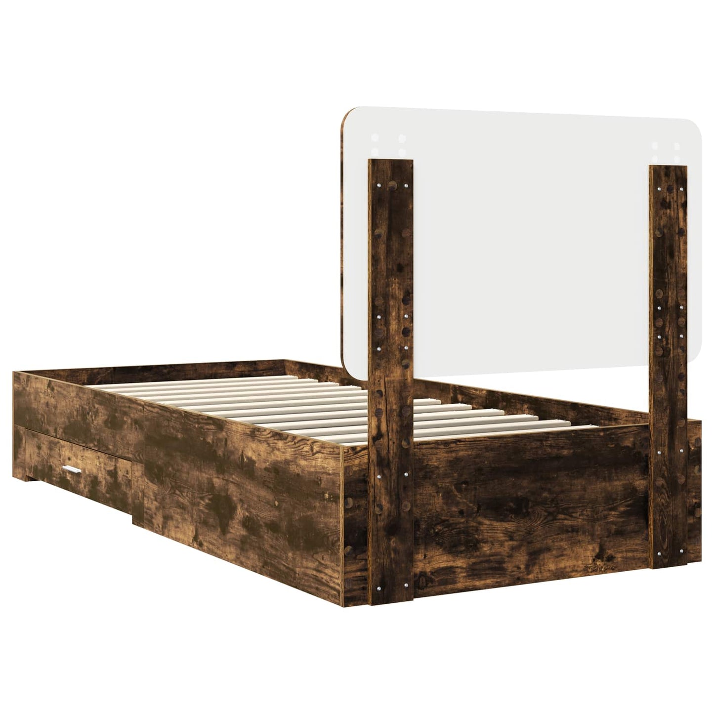 Bedframe met hoofdeinde Gerookt eiken 75 x 190 cm Bewerkt hout