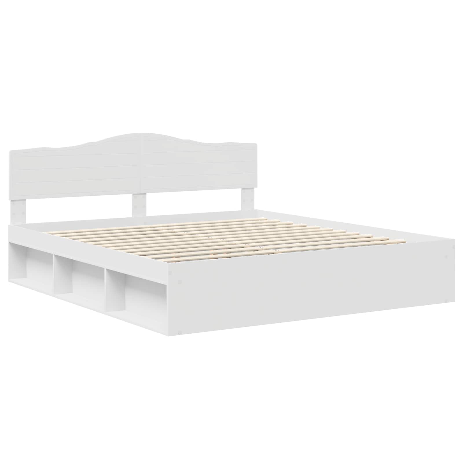 Bedframe met hoofdeinde Wit 200 x 200 cm Massief grenenhout
