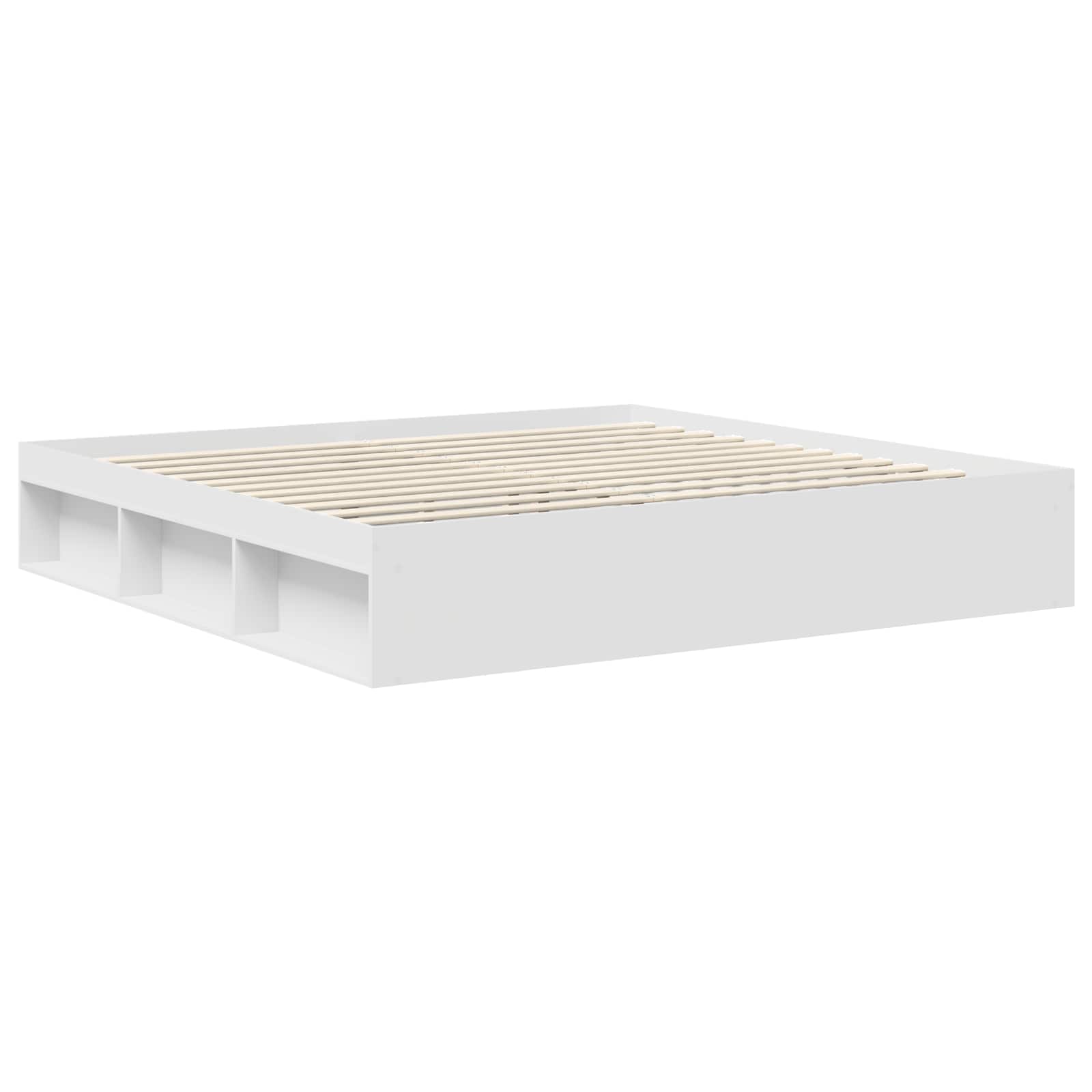 Bedframe met hoofdeinde Wit 200 x 200 cm Massief grenenhout