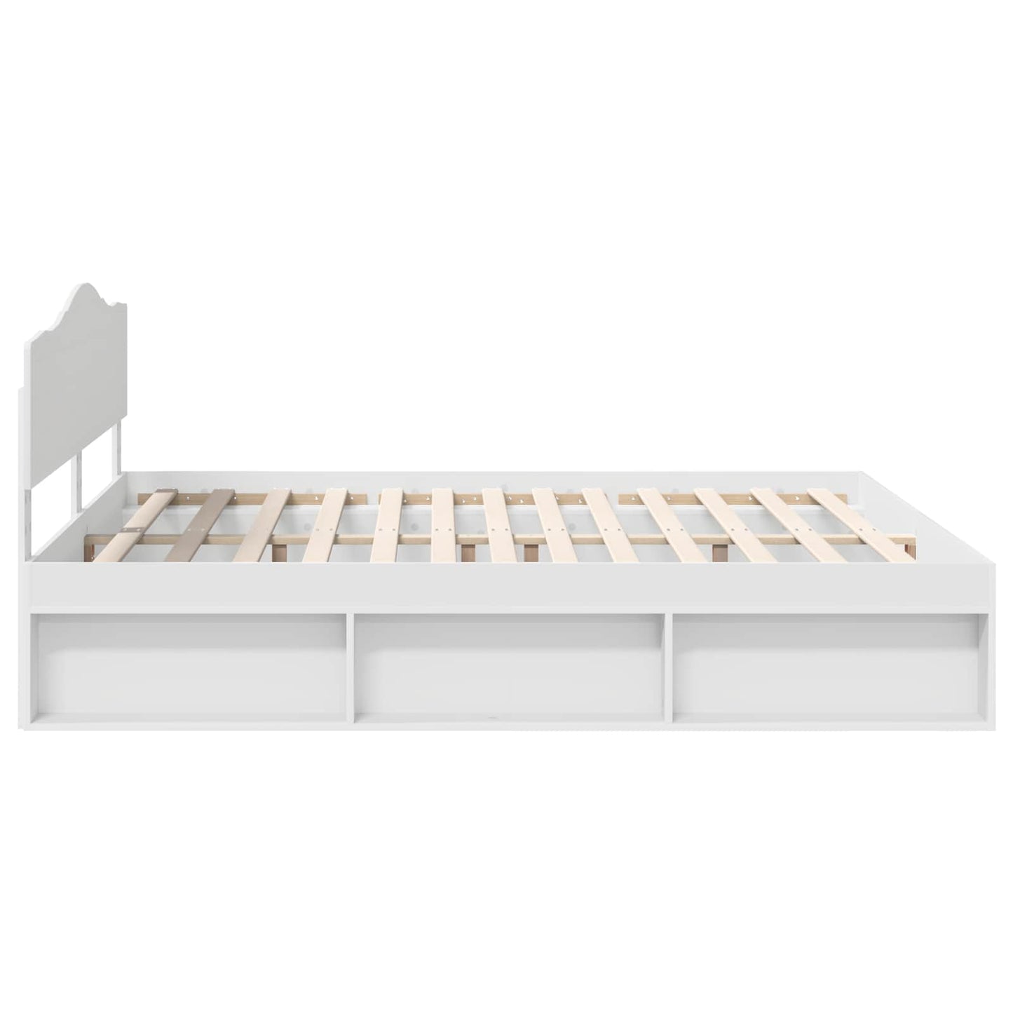 Bedframe met hoofdeinde Wit 200 x 200 cm Massief grenenhout