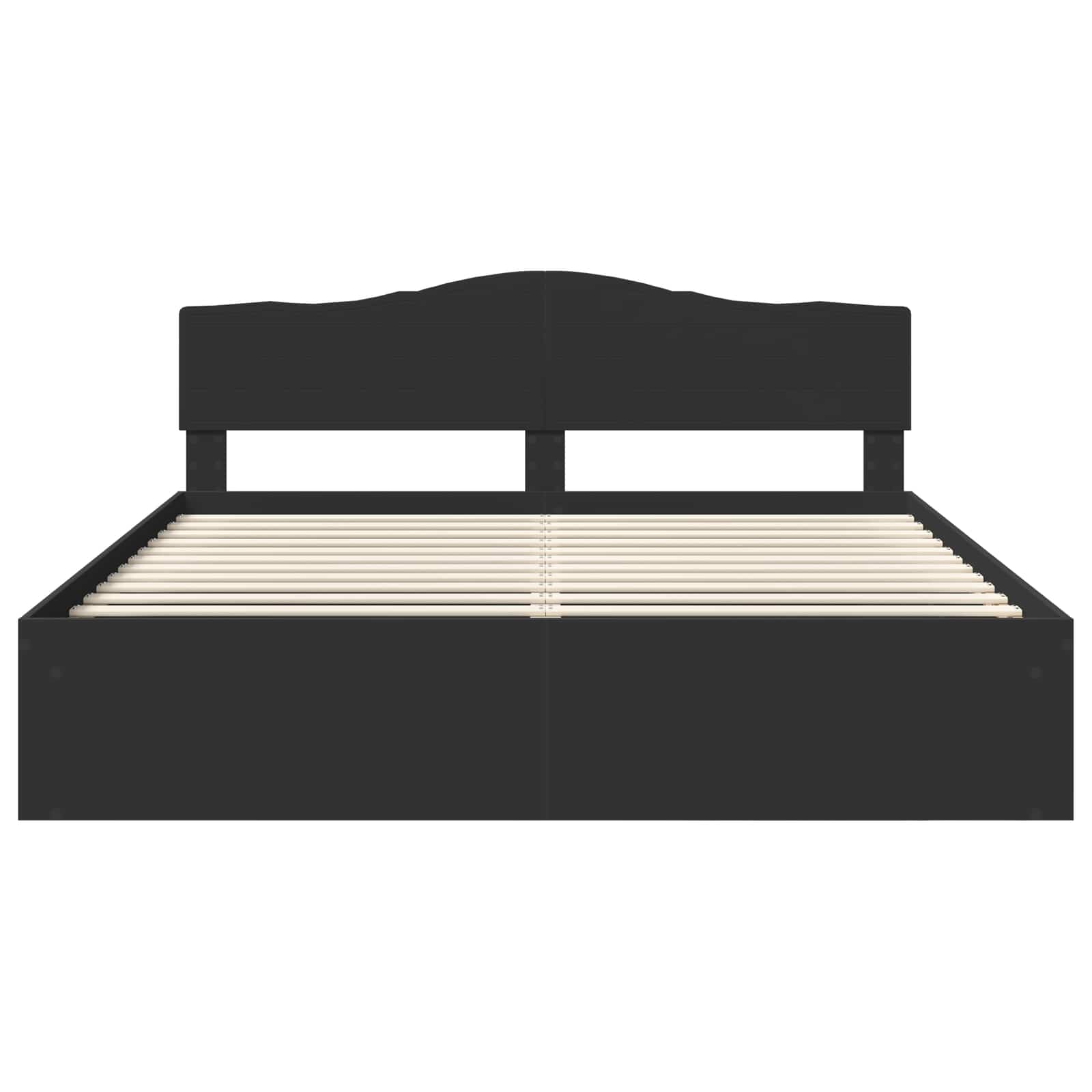 Bedframe met hoofdeinde Zwart 200 x 200 cm Massief grenenhout