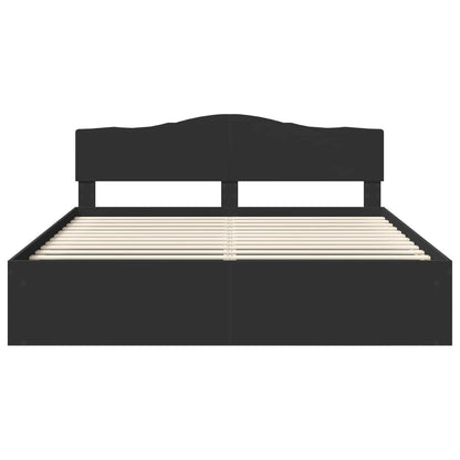 Bedframe met hoofdeinde Zwart 200 x 200 cm Massief grenenhout