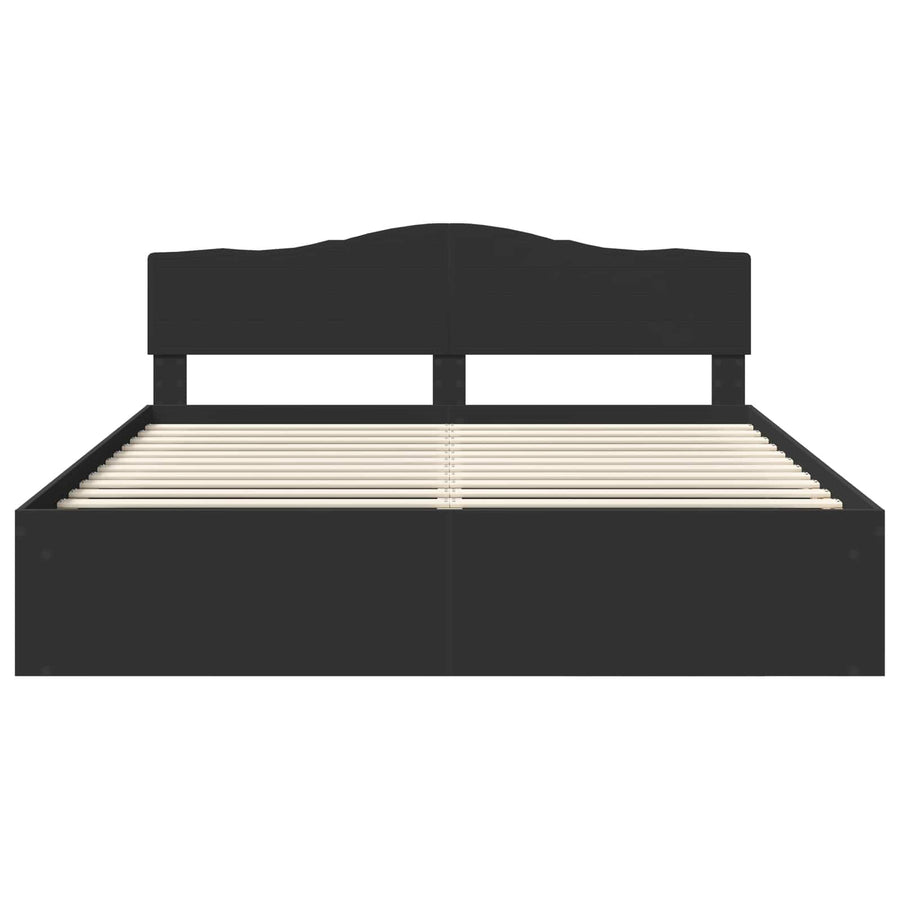 Bedframe met hoofdeinde Zwart 200 x 200 cm Massief grenenhout
