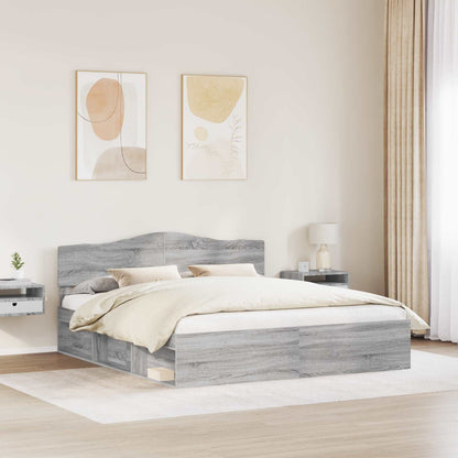 Bedframe Massief Grenenhout Grijs Sonoma 200 x 200 cm
