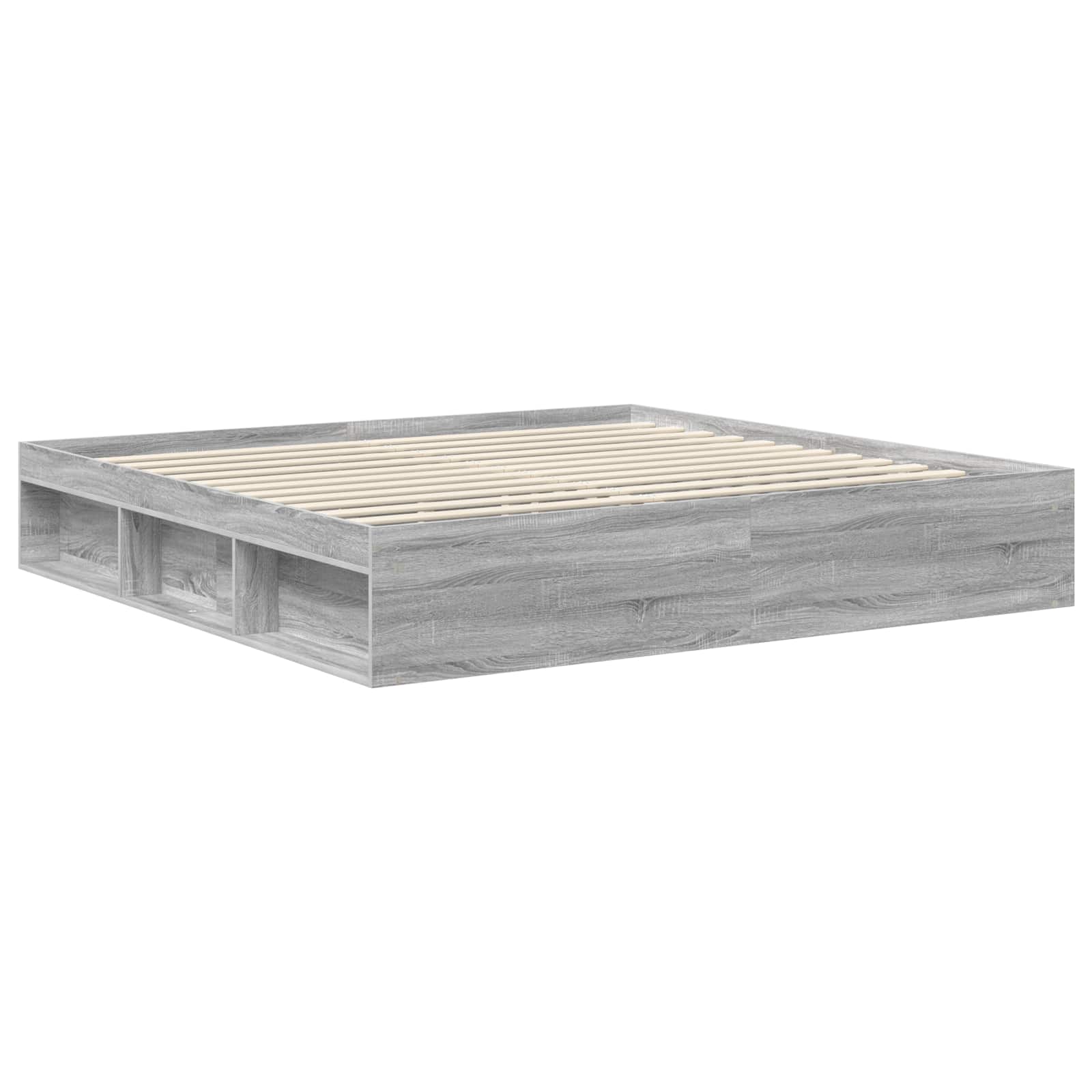 Bedframe Massief Grenenhout Grijs Sonoma 200 x 200 cm