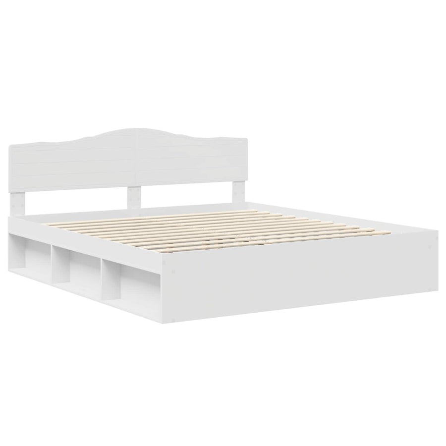 Bedframe met hoofdeinde Wit 180 x 200 cm Massief grenenhout