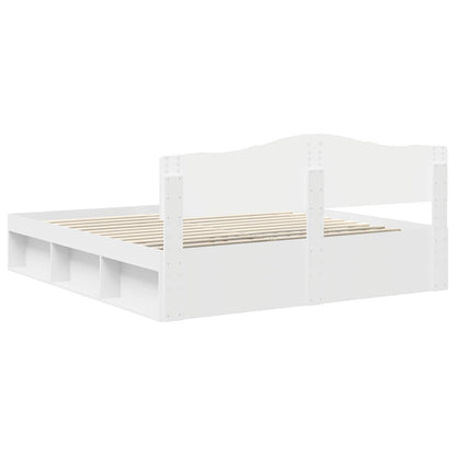 Bedframe met hoofdeinde Wit 180 x 200 cm Massief grenenhout
