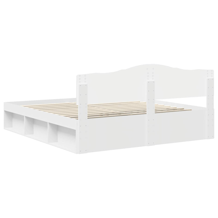 Bedframe met hoofdeinde Wit 180 x 200 cm Massief grenenhout