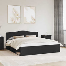 Bedframe met hoofdeinde Zwart 180 x 200 cm Massief grenenhout