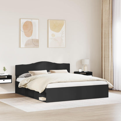Bedframe met hoofdeinde Zwart 180 x 200 cm Massief grenenhout