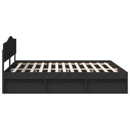 Bedframe met hoofdeinde Zwart 180 x 200 cm Massief grenenhout
