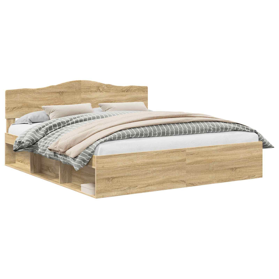 Bedframe Met Hoofdeinde Sonoma Massief Grenenhout Sonoma Eiken 180 x 200 cm