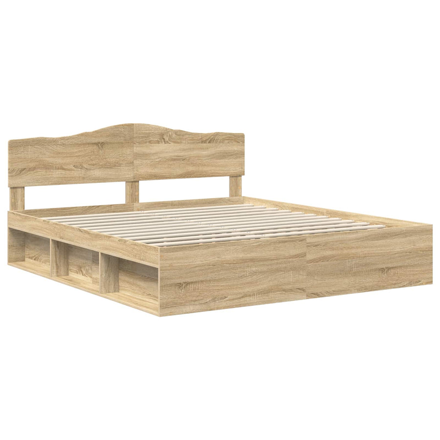 Bedframe Met Hoofdeinde Sonoma Massief Grenenhout Sonoma Eiken 180 x 200 cm