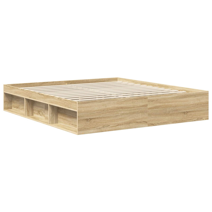 Bedframe Met Hoofdeinde Sonoma Massief Grenenhout Sonoma Eiken 180 x 200 cm