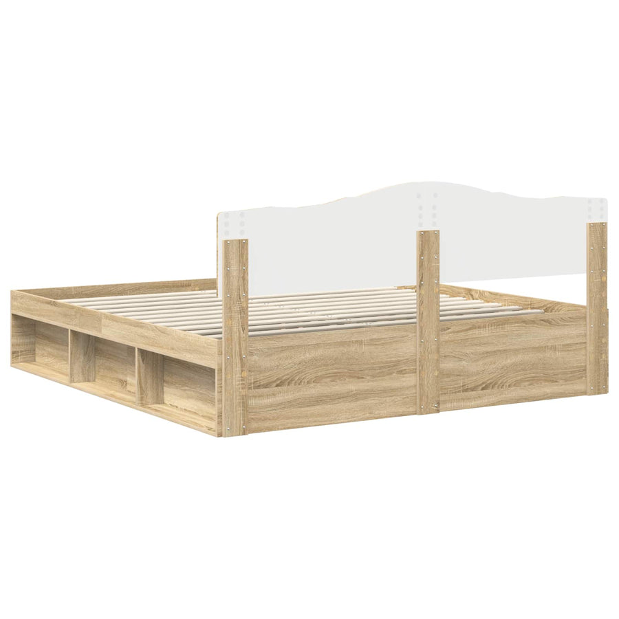 Bedframe Met Hoofdeinde Sonoma Massief Grenenhout Sonoma Eiken 180 x 200 cm