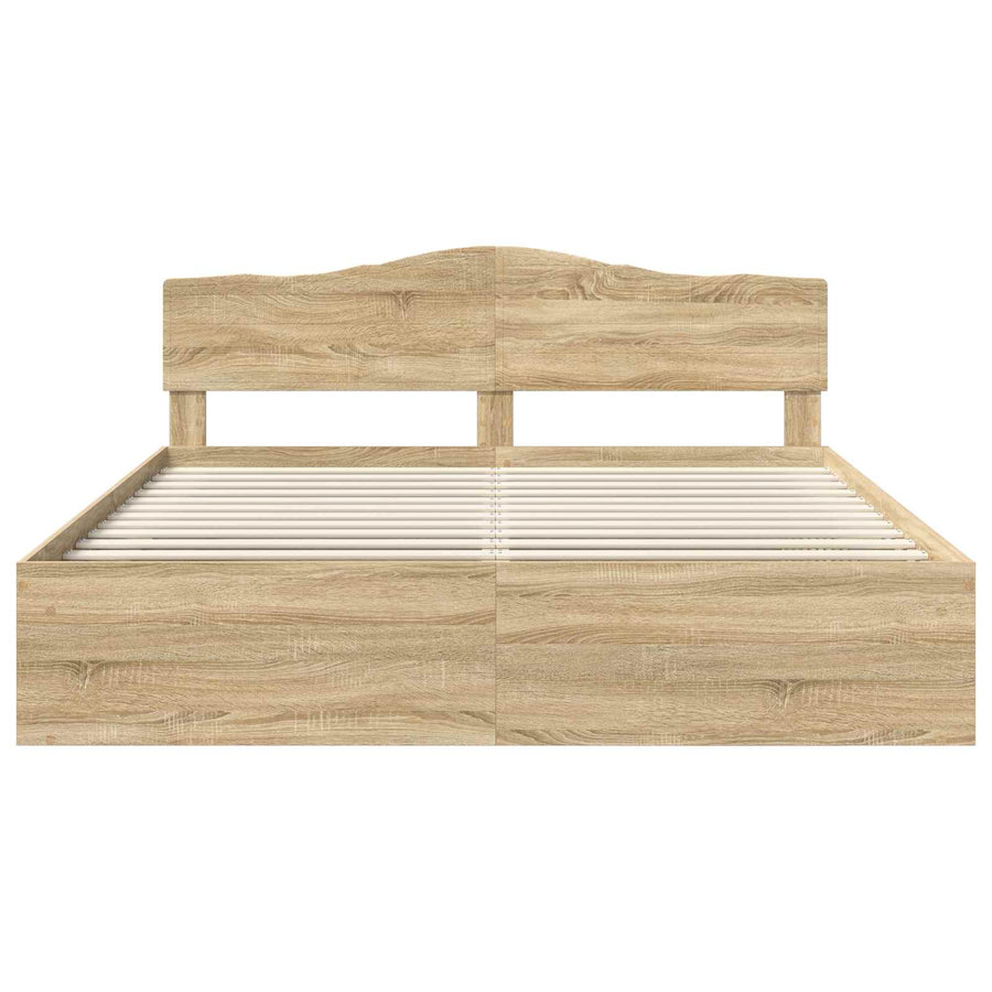 Bedframe Met Hoofdeinde Sonoma Massief Grenenhout Sonoma Eiken 180 x 200 cm