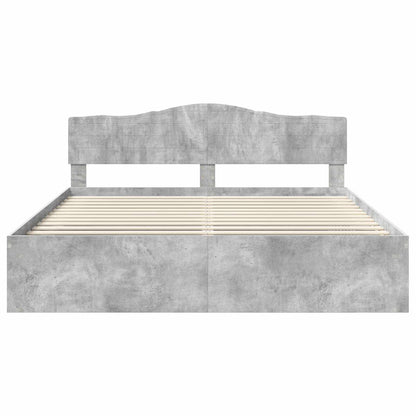 Bedframe met hoofdeinde Beton 180 x 200 cm Massief grenenhout