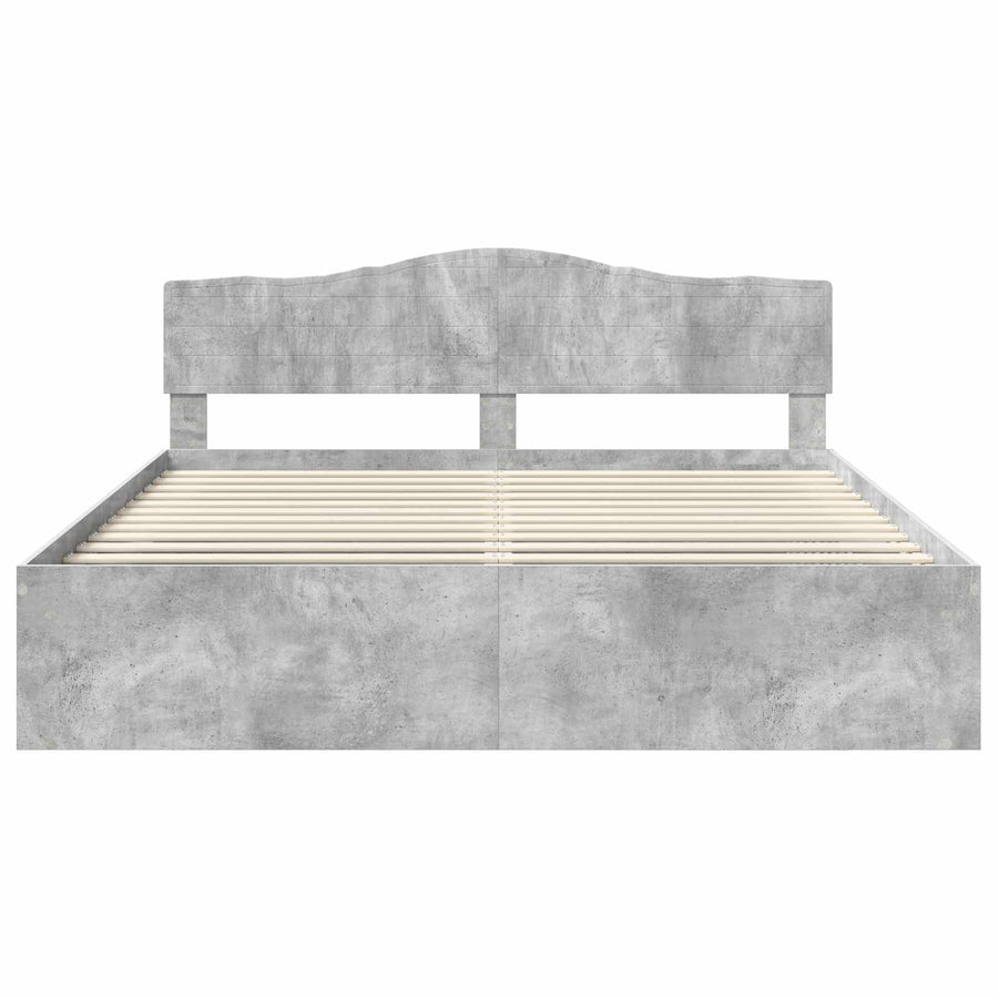 Bedframe met hoofdeinde Beton 180 x 200 cm Massief grenenhout