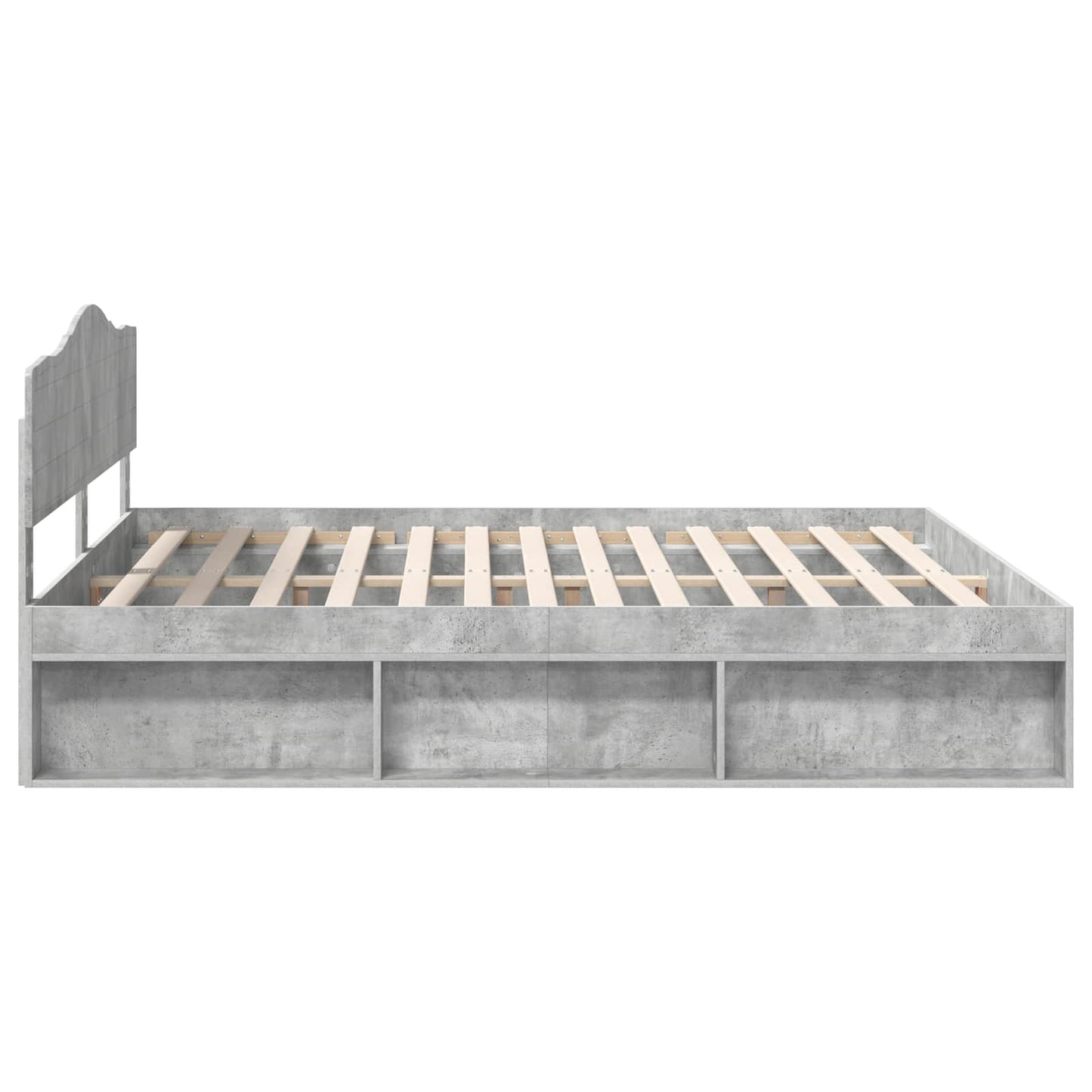 Bedframe met hoofdeinde Beton 180 x 200 cm Massief grenenhout
