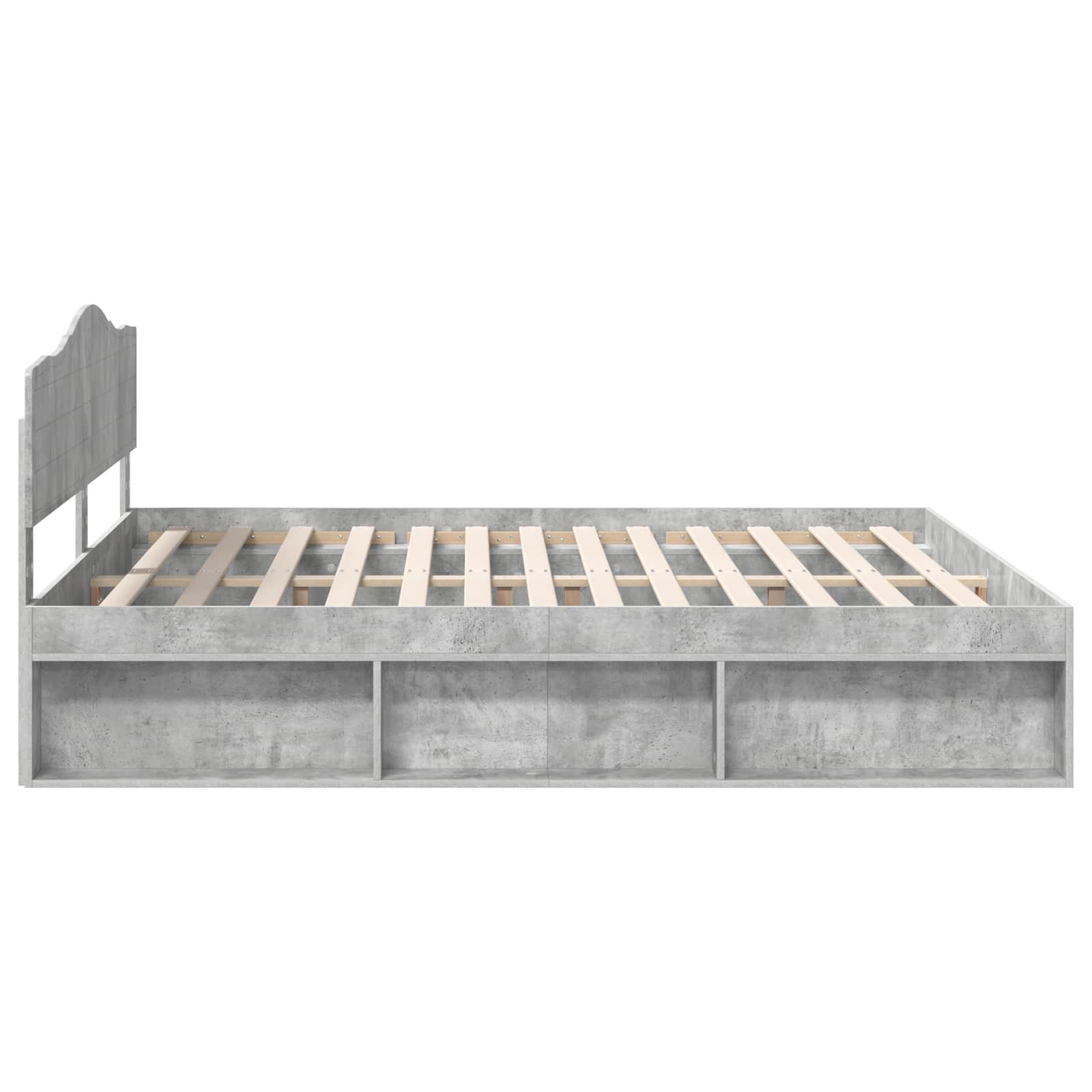 Bedframe met hoofdeinde Beton 180 x 200 cm Massief grenenhout