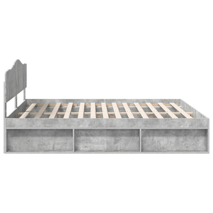 Bedframe met hoofdeinde Beton 180 x 200 cm Massief grenenhout