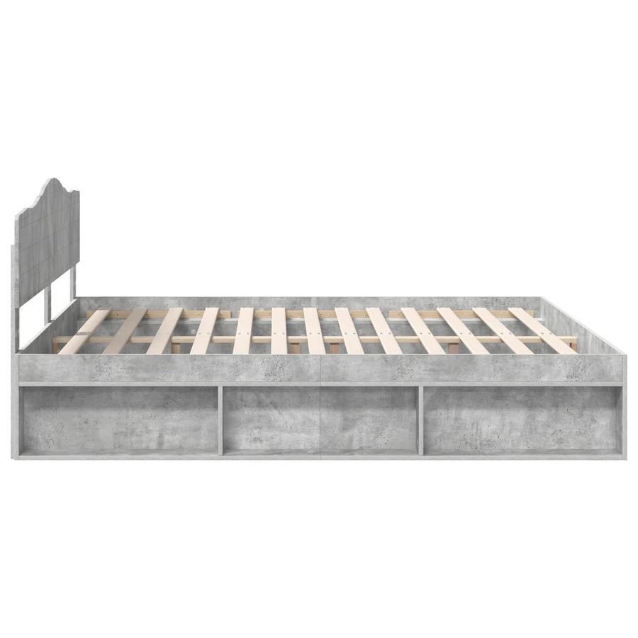 Bedframe met hoofdeinde Beton 180 x 200 cm Massief grenenhout