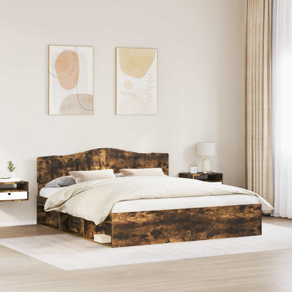 Bedframe Gerookt eiken 180 x 200 cm Massief grenenhout