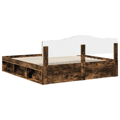 Bedframe Gerookt eiken 180 x 200 cm Massief grenenhout