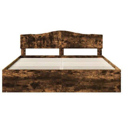 Bedframe Gerookt eiken 180 x 200 cm Massief grenenhout