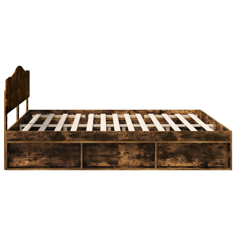 Bedframe Gerookt eiken 180 x 200 cm Massief grenenhout