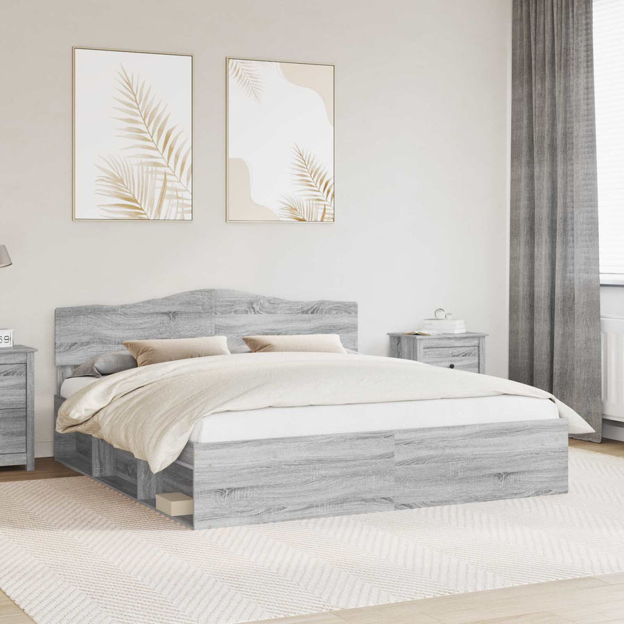 Bedframe Grijs Sonoma 180 x 200 cm Massief grenenhout