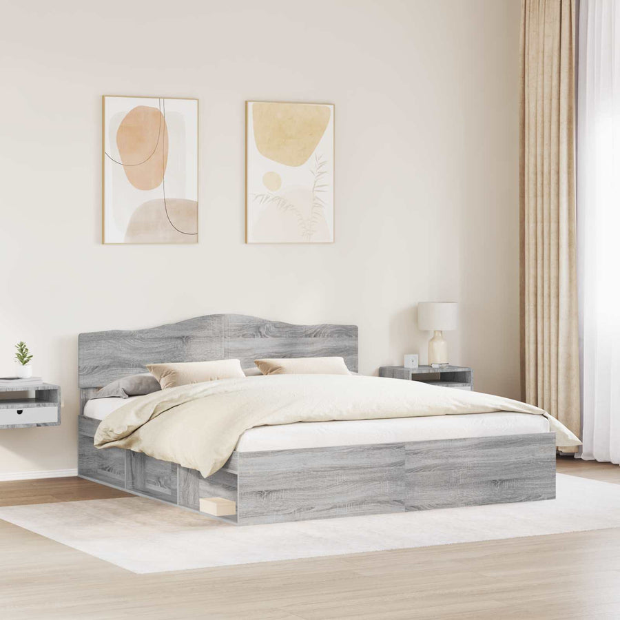 Bedframe Grijs Sonoma 180 x 200 cm Massief grenenhout
