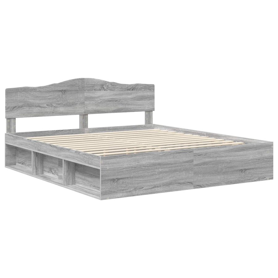 Bedframe Grijs Sonoma 180 x 200 cm Massief grenenhout