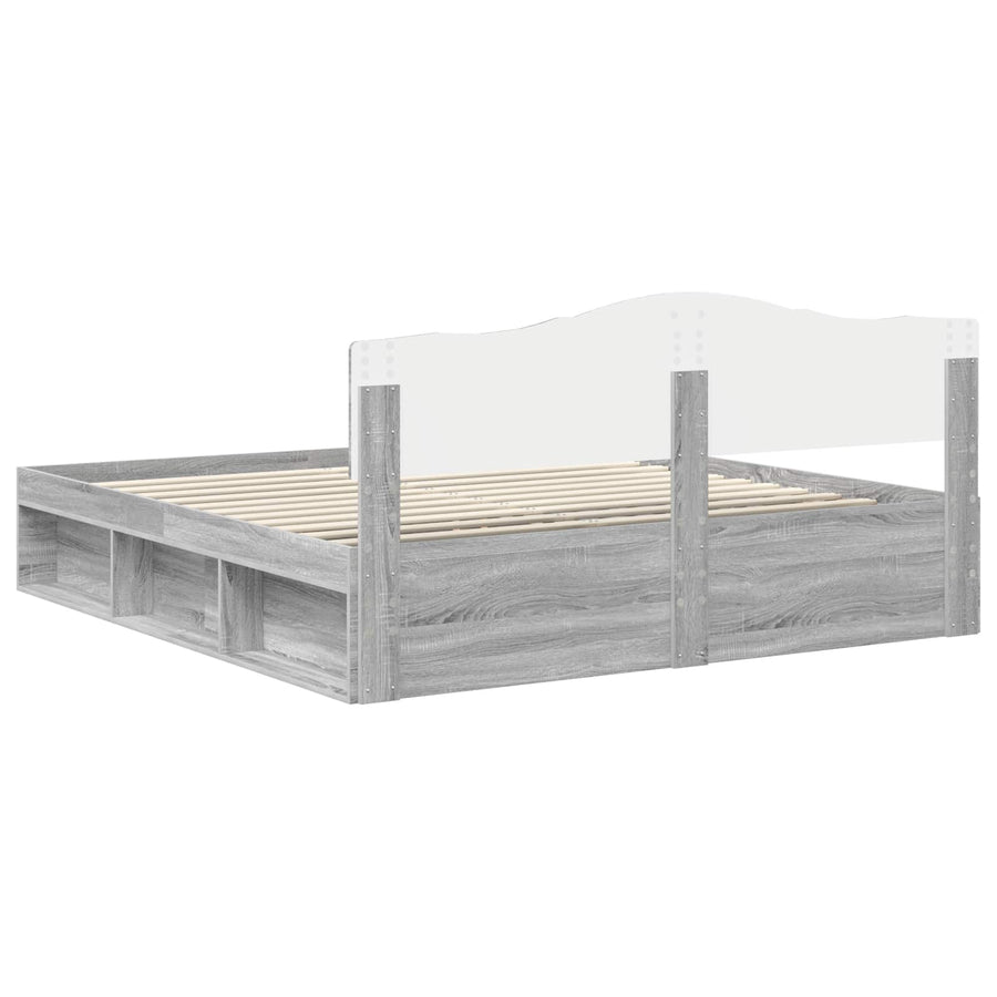 Bedframe Grijs Sonoma 180 x 200 cm Massief grenenhout