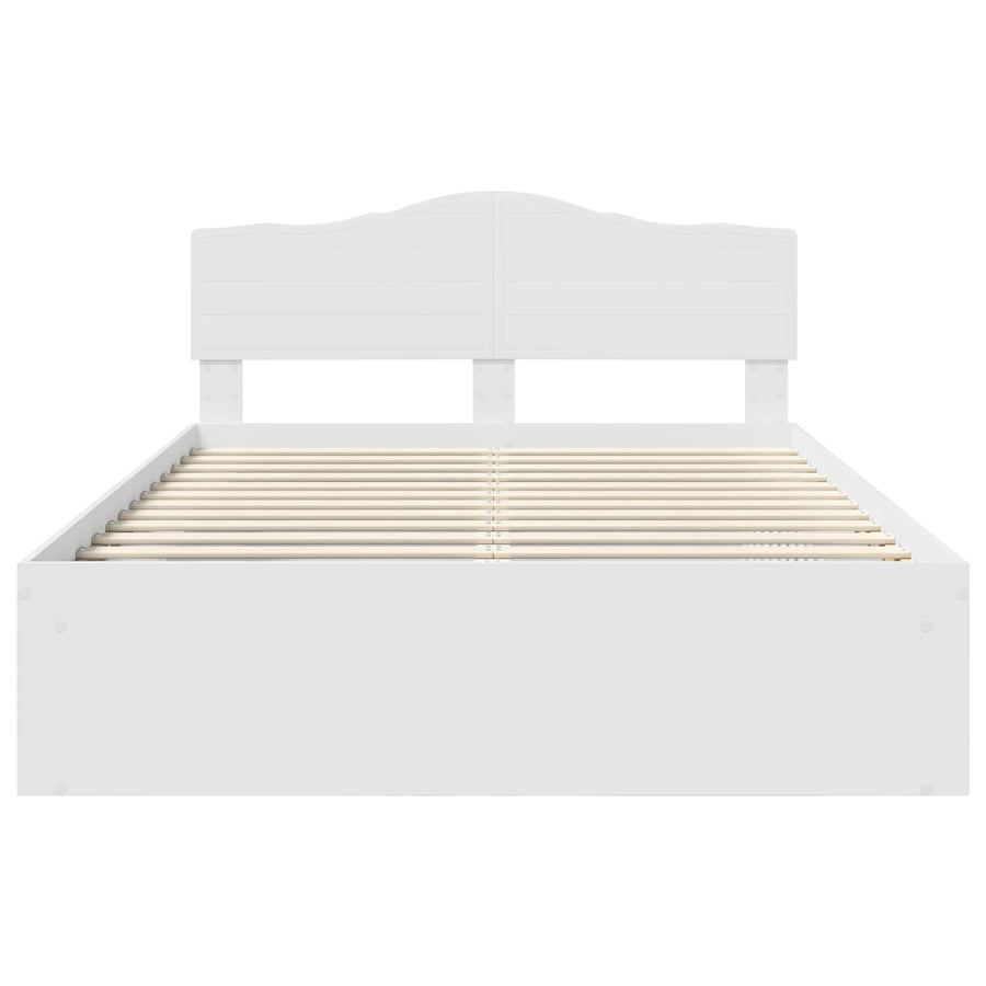 Bedframe met hoofdeinde Wit 160 x 200 cm Massief grenenhout
