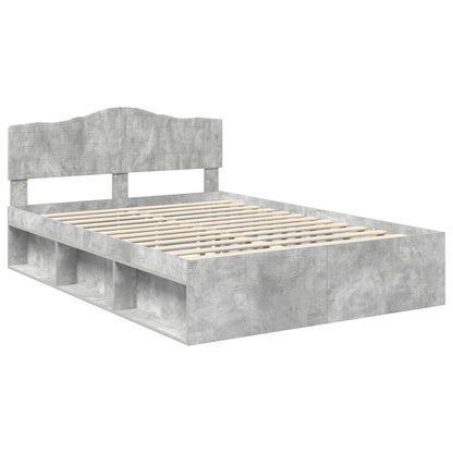 Bedframe met hoofdeinde Beton 160 x 200 cm Massief grenenhout