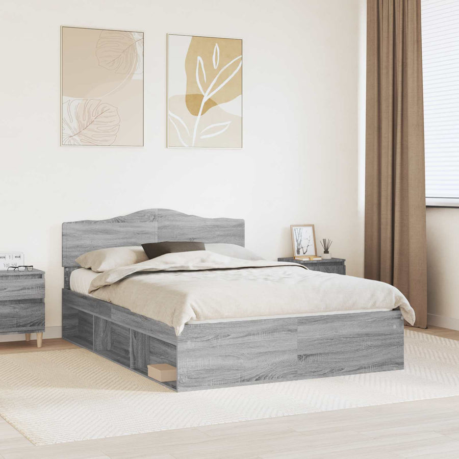 Bedframe Grijs Sonoma 160 x 200 cm Massief grenenhout
