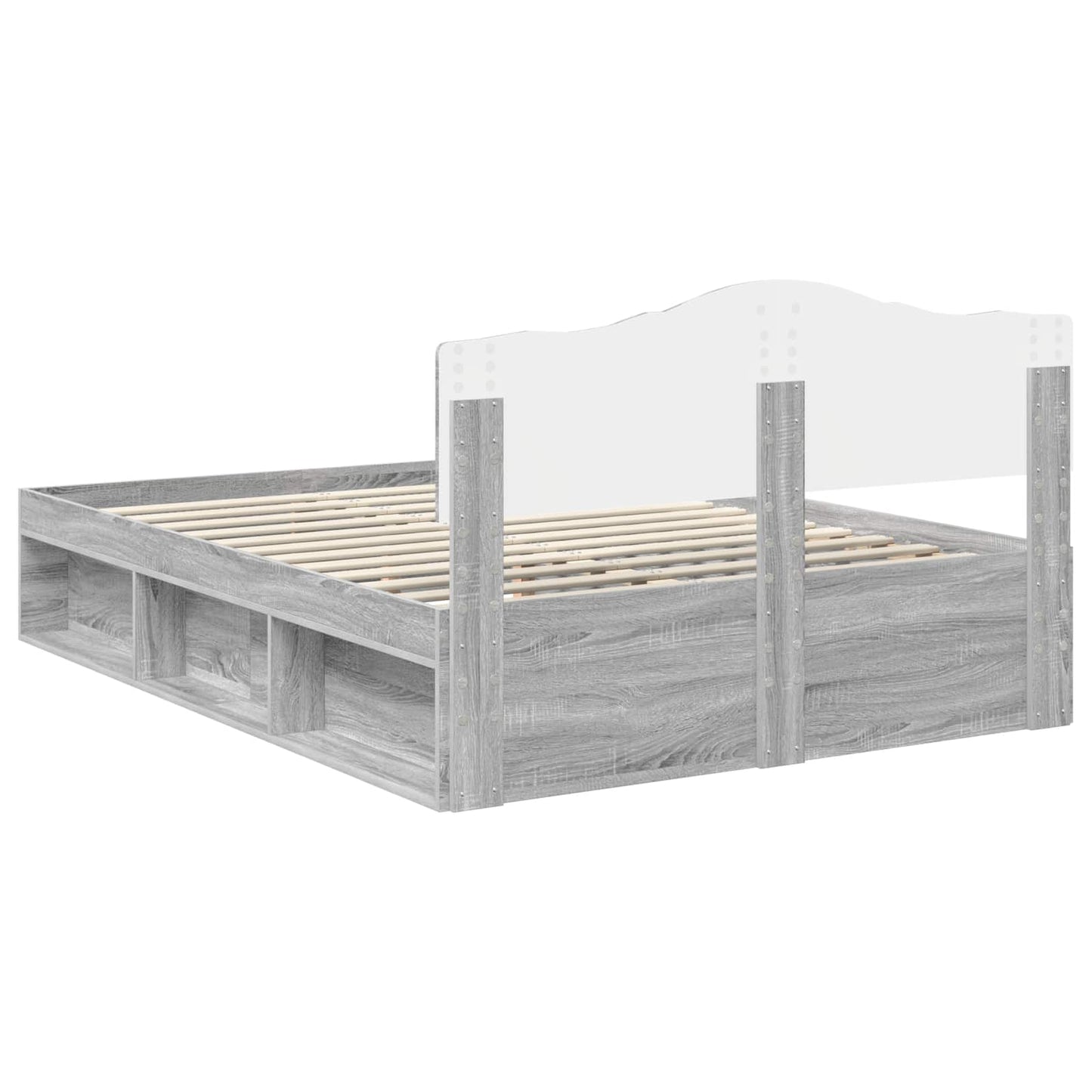 Bedframe Grijs Sonoma 160 x 200 cm Massief grenenhout