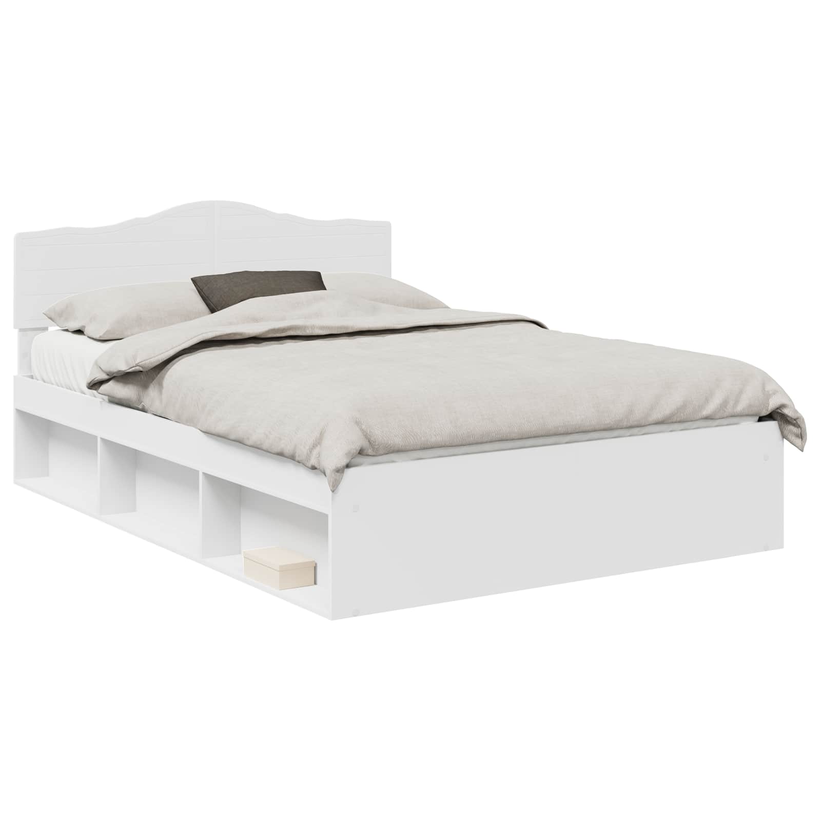 Bedframe met hoofdeinde Wit 150 x 200 cm Massief grenenhout