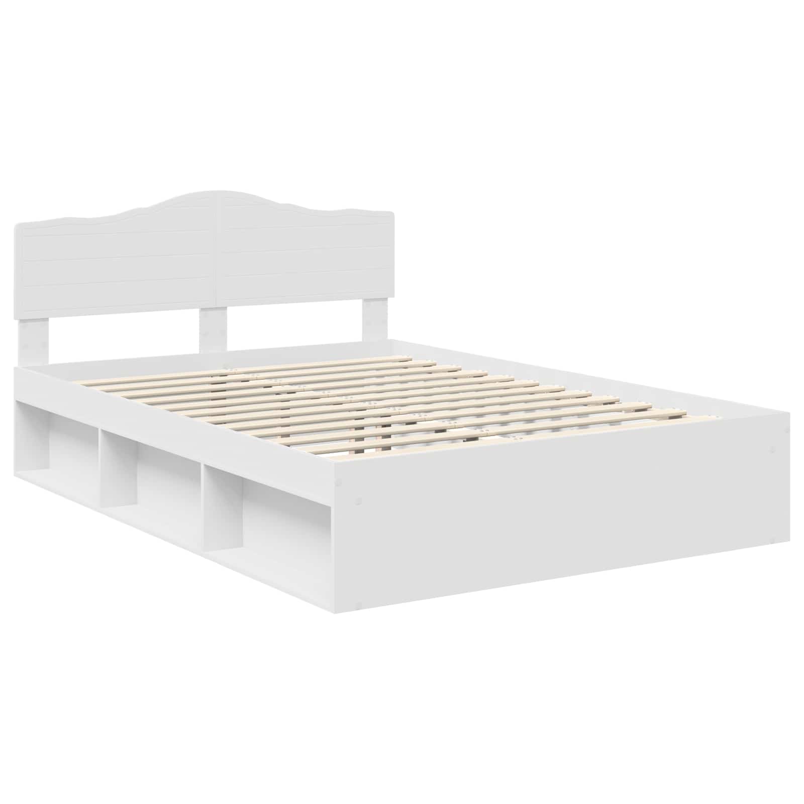 Bedframe met hoofdeinde Wit 150 x 200 cm Massief grenenhout