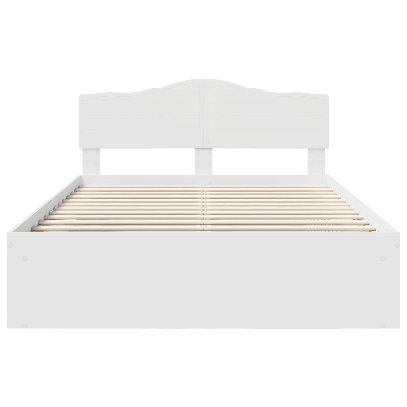 Bedframe met hoofdeinde Wit 150 x 200 cm Massief grenenhout