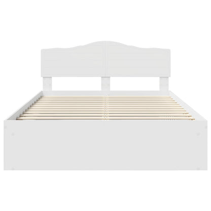 Bedframe met hoofdeinde Wit 150 x 200 cm Massief grenenhout
