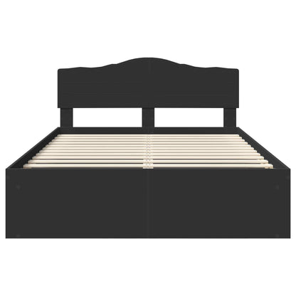 Bedframe met hoofdeinde Zwart 150 x 200 cm Massief grenenhout